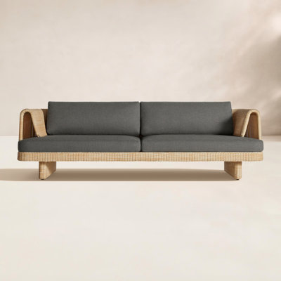 Loophole 91'' Wide Straight Wicker Patio Sofa with Sunbrella® Cushions