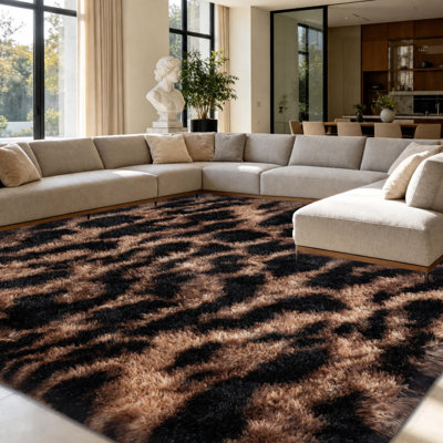 Leopard Area Rug for Living Room, 9x12 Fluffy Carpet for Bedroom Nursery