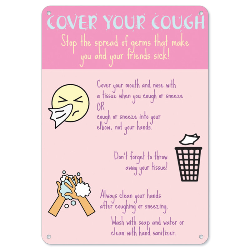 «Cover Your Cough» 1 panneau en aluminium 12 x 18
