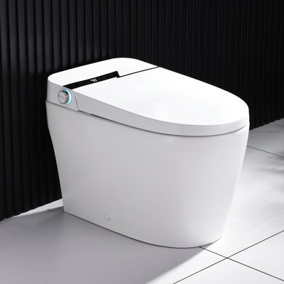 Elongated Tankless Smart Toilet with Bidet, 1.1/1.28GPF Auto Dual Flush, Heated Seat, Warm Wash/Dryer, Night Light, Soft Closing, Remote Control