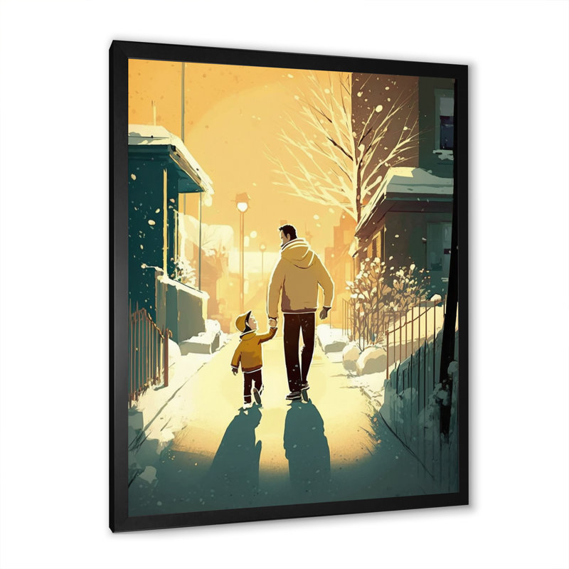 «Father Love in Winter Times», reproduction sur toile, H 40 po x l 30 po x P 1,5 po, Impression noire sur toile encadrée