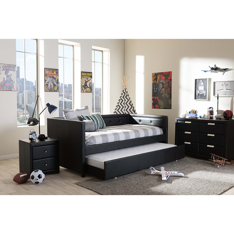 Lit de jour simple avec couchette Wulfsohn, Noir