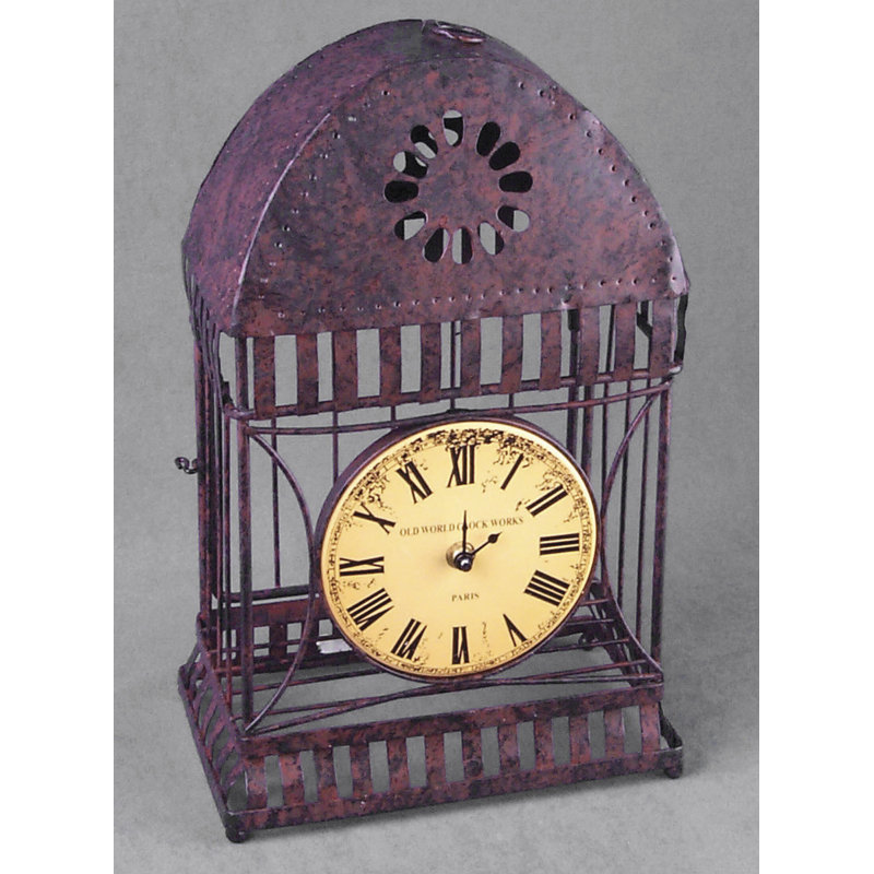 Analog Metal Quartz Tabletop Clock, Rust