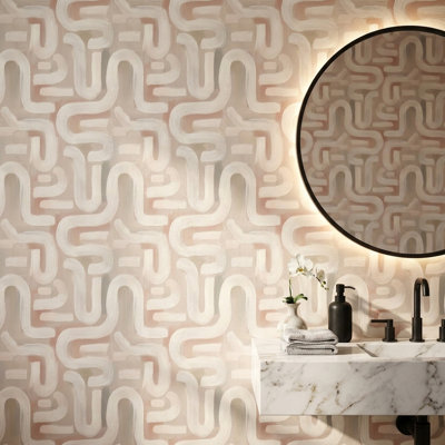 Papier peint à motif de labyrinthe doux abstrait et minimaliste moderne