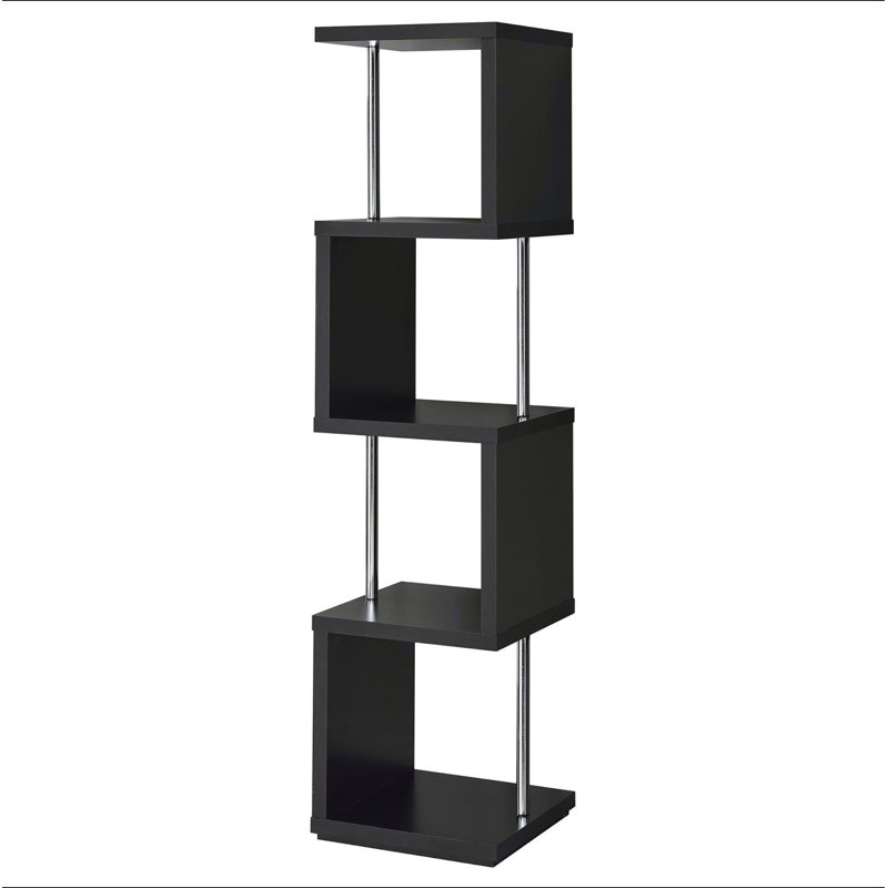 Black and Chrome 4-Tier Bookcase