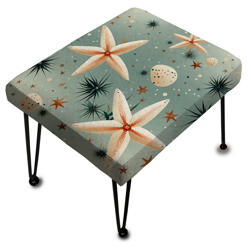 Étoile de mer côtière - Motif de promenade beige - Repose-pieds rectangulaire côtier