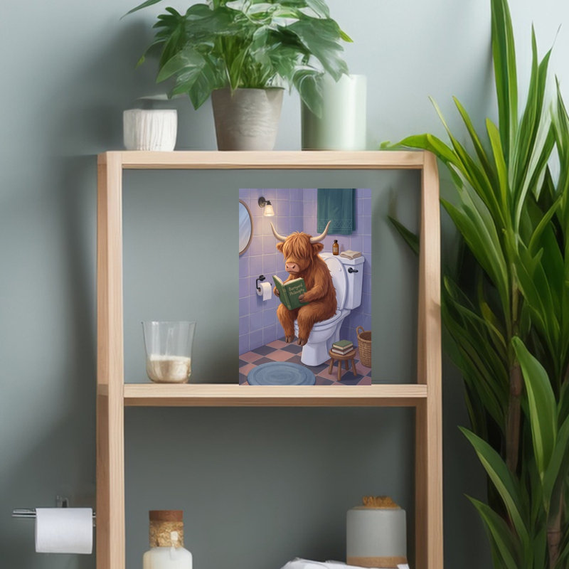 Highland Cow Reading Philosophy by Andreas Magnusson - Wrapped Canvas Print, 45.72 cm H x 30.48 cm W