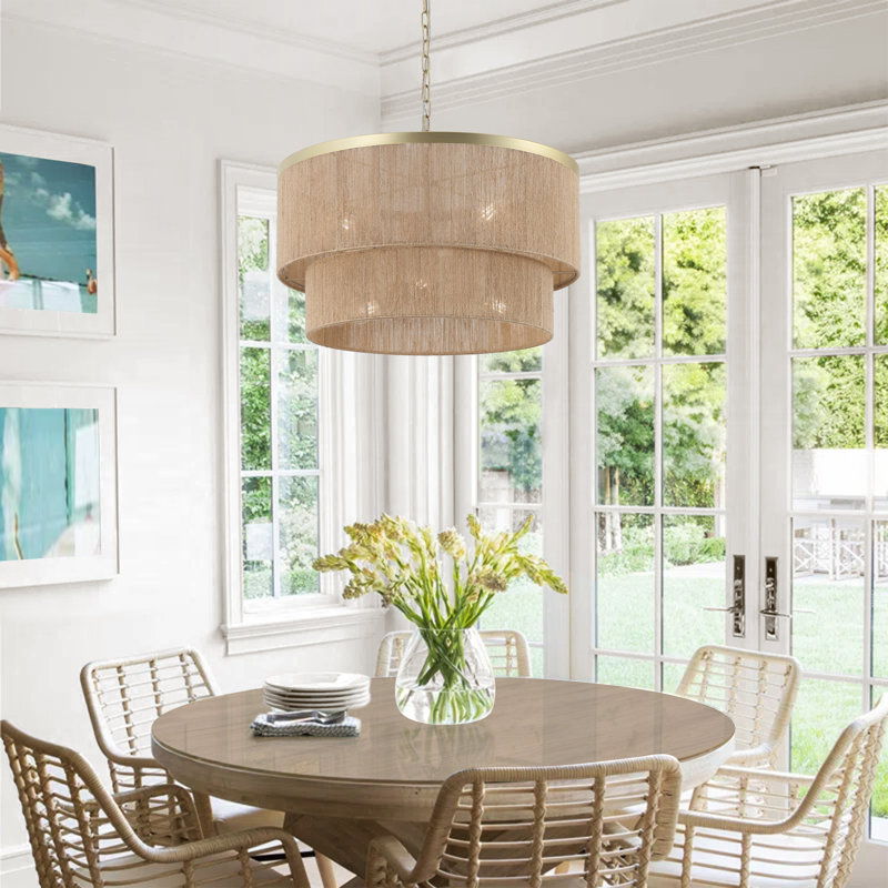 Lustre tambour 24 lumières à intensité variable 24 ", Doré, Brun