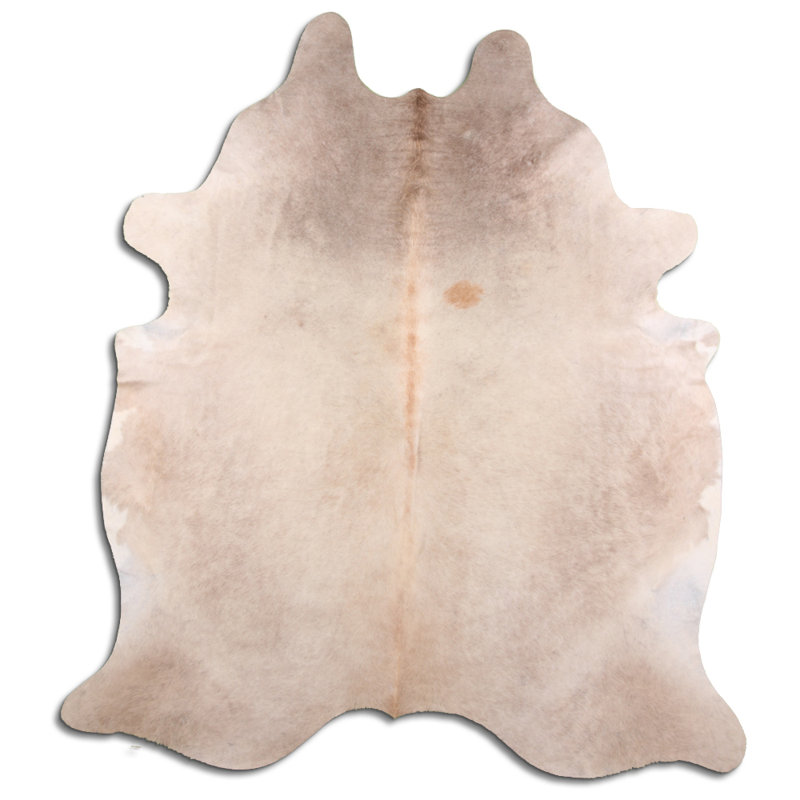 Custom Genuine Light Champagne Cowhide Rug, Novelty 5'8" x 6'7"