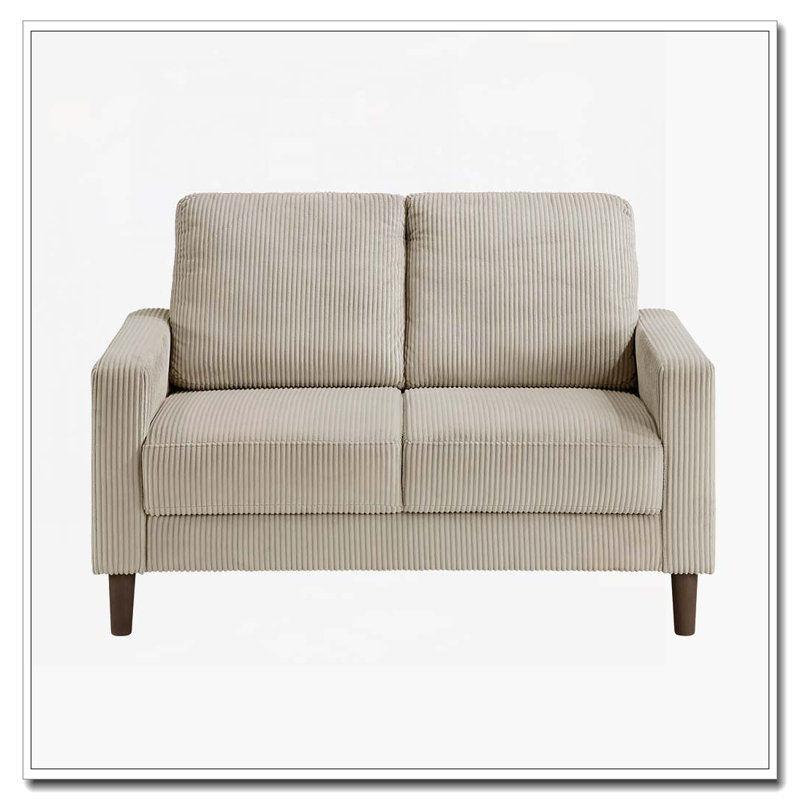 Causeuse rembourrée en velours côtelé taupe Modern, Taupe