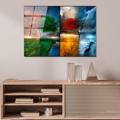Elegant Decorative Tempered Glass Painting, 19.7 x 27.6 Inches | 100% Tempered Glass, Thickness: 0.16 Inches | Perfect for Home Decor, Living Room, and Office | Stunning Art Piece with Modern Aesthetic