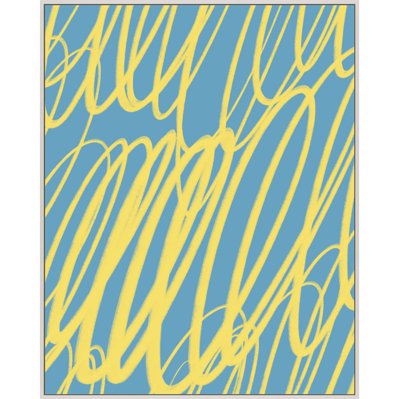 «Color Squiggles 3» par Jacques Pilon - Art mural encadré, Toile à structure simple blanche, H 20 po x l 16 po x P 1,25 po