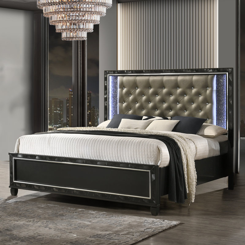 Joi Upholstered Standard Bed, King, Black
