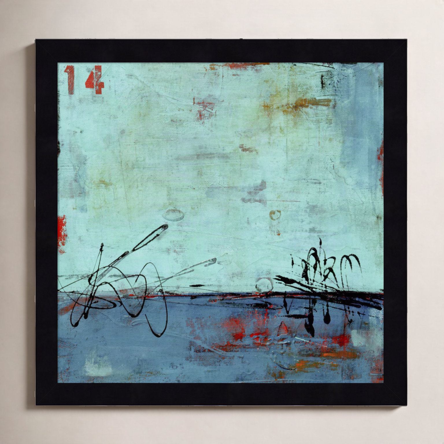 Blue Bay Marina No. 2 Print by Erin Ashley, 13" H x 13" W, Black