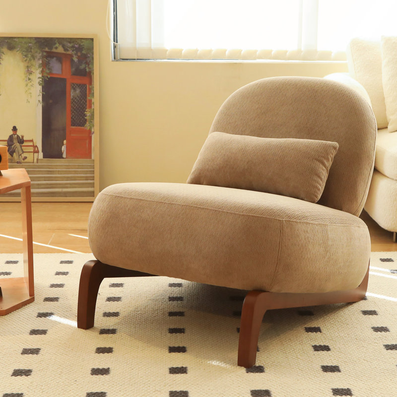 Mignon fauteuil d'appoint avec coussin en tissu doux, Chameau