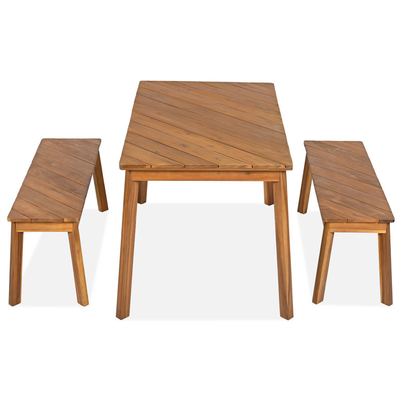 Outdoor Acacia Wood 3 Piece Dining Set