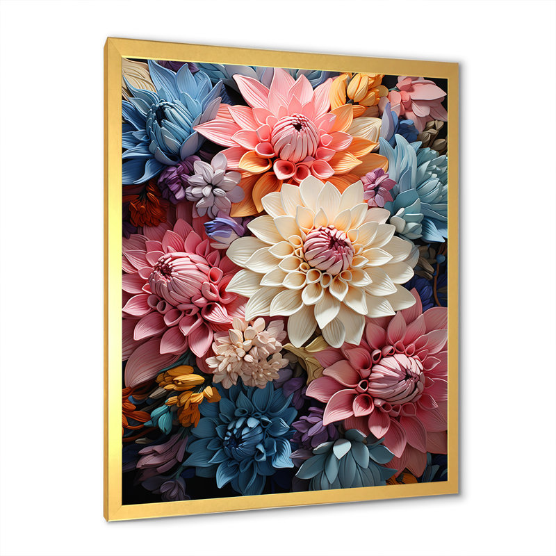 «Colorfull Mums Serene I», reproduction sur toile, H 20 po x l 12 po x P 1 po, Cadre doré simple