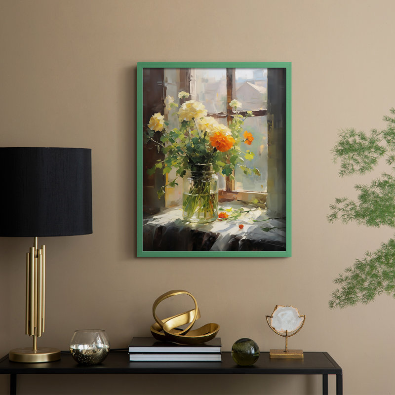 Reproduction encadrée FLORAL Series DCCXCII - bois massif, Vert, H 30 po x l 24 po