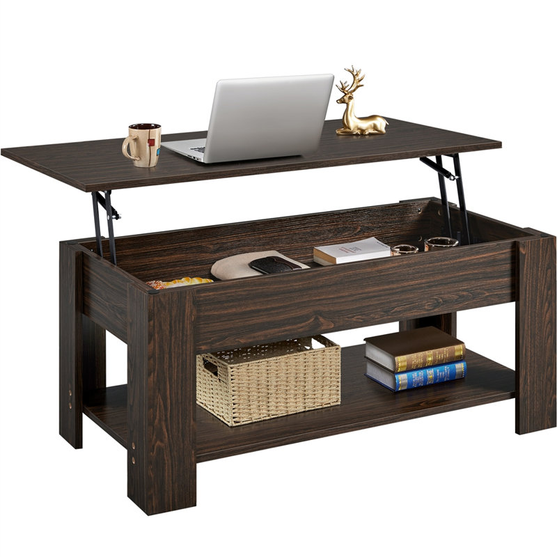 Ajeem Rectangular Lift Top Coffee Table with Storage, 19.5" H x 47.5" L x 23.5" W, Espresso