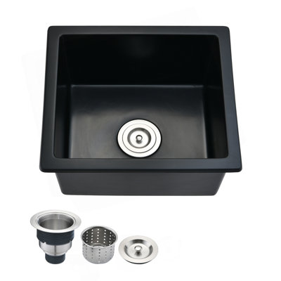 Évier de bar encastrable avec filtre à panier L 18 po x l 16 po Quartz