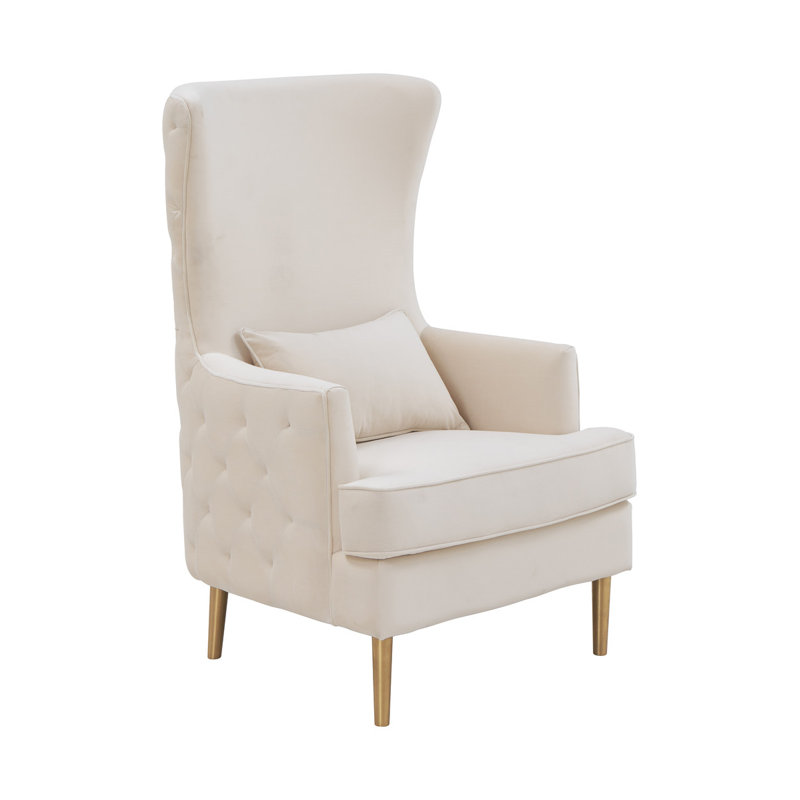 Kirksville Upholstered Wingback Chair, Cream Fabric