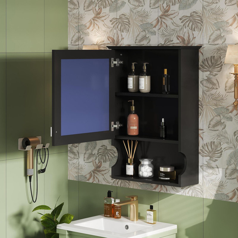 Armoire de rangement de salle de bain murale 20 "avec miroir, rangement mural avec porte, armoire à pharmacie murale à miroir