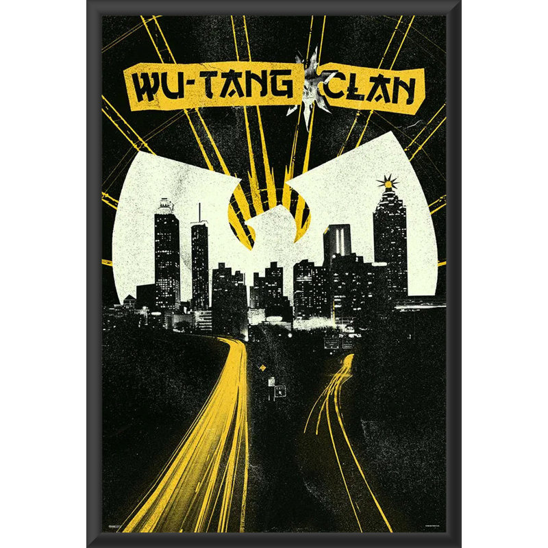 Affiche avec encadrement en bois d'ingénierie robuste de clan de la ville de Washington - 24 x 36 pouces