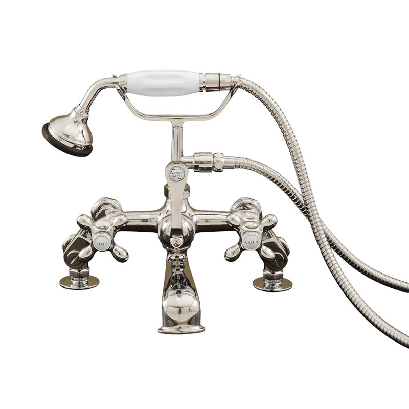 Robinet de baignoire à fixation sur le comptoir British Téléphone (P0627), Nickel poli