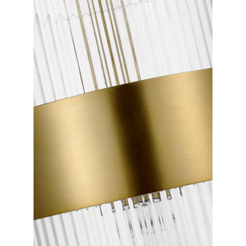 1 - Light Single Pendant, Burnished Brass, 12" H x 3.375" W x 3.375" D