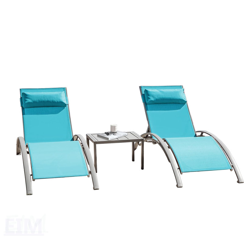 Ensemble de chaises longues de piscine en aluminium durable avec table, conception réglable et ergonomique pour la détente en plein air