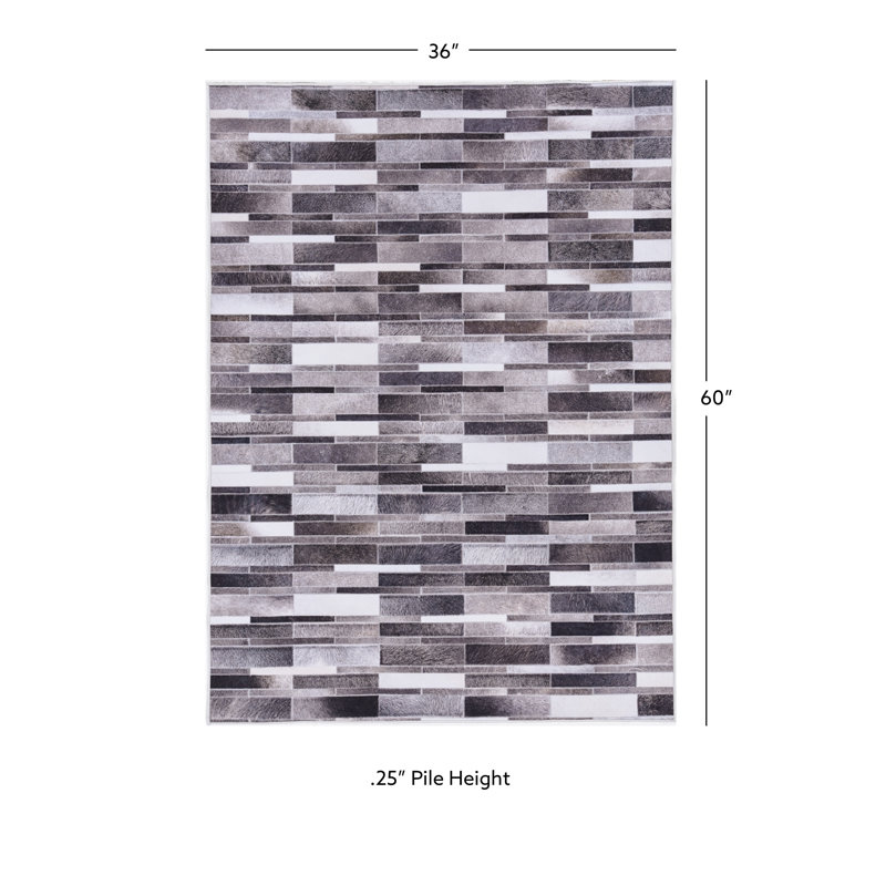 Tapis gris / noir Jameown, Rectangle 3 pi x 5 pi