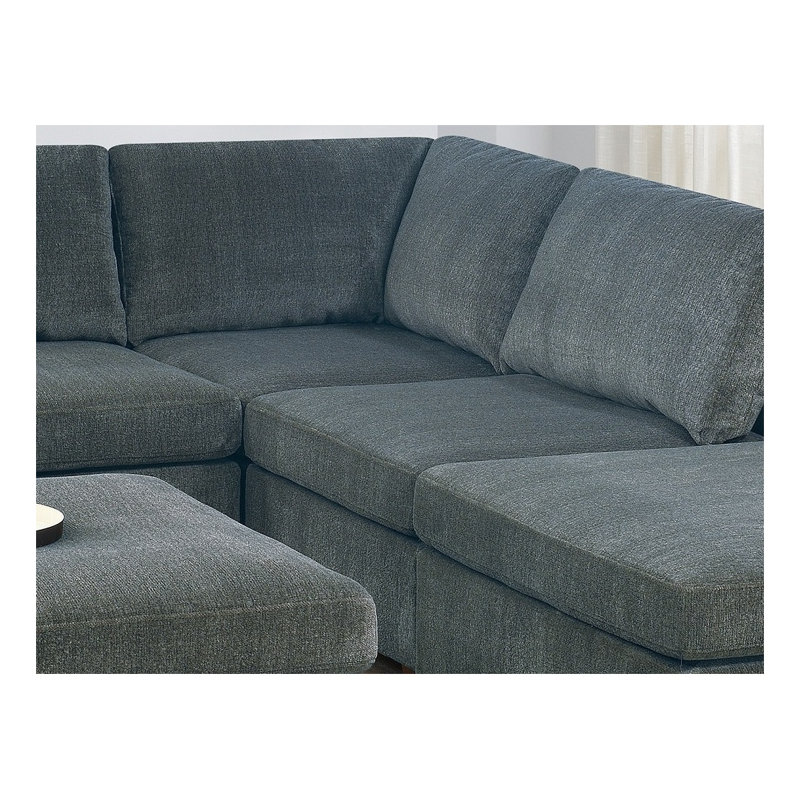 Ensemble de canapé modulaire en chenille gris modulaire 6 pièces, H 35 po x l 104 po x P 104 po