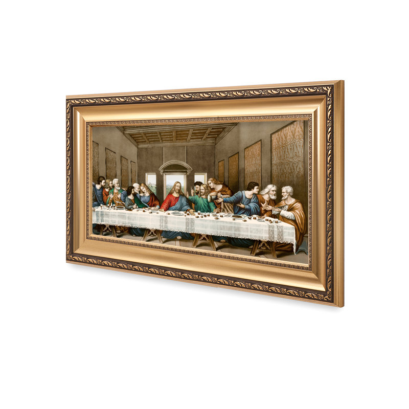 «The Last Supper» par Leonardo Da Vinci, reproduction d'art par estampe numérique avec cadre, H 16 po x l 30 po, Doré