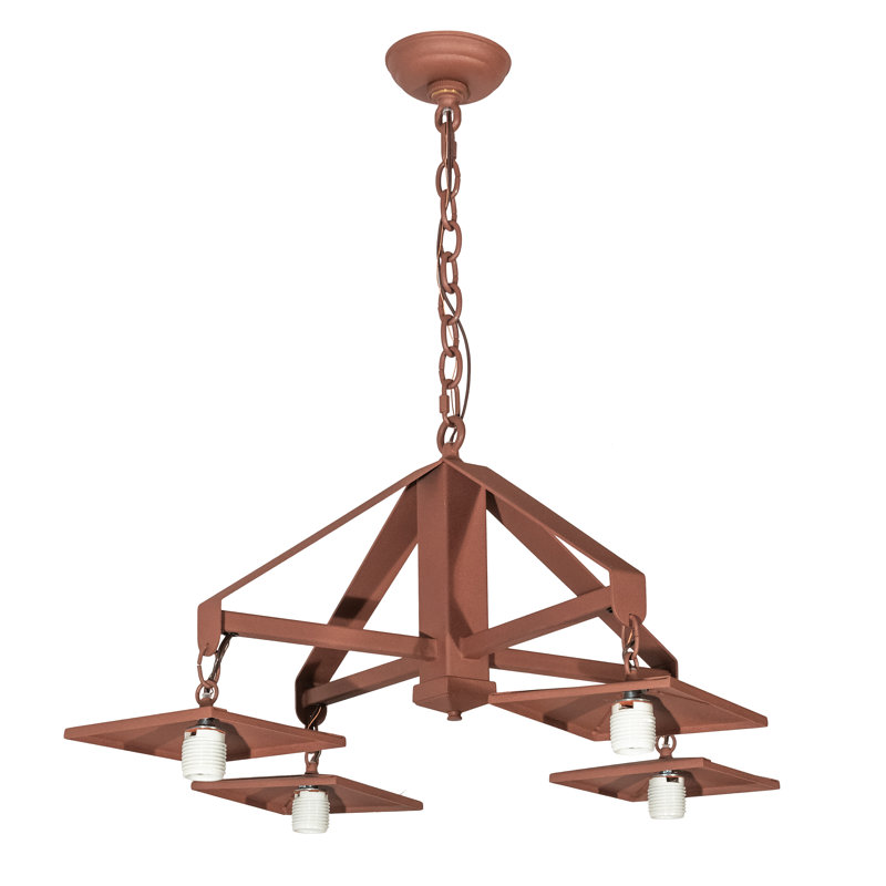 Rustic Lodge 4 - Light Chandelier, Rust