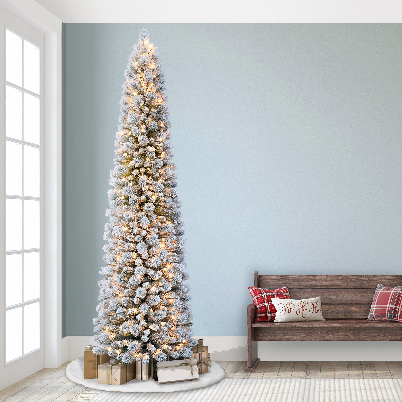 Lighted Artificial Pine Christmas Tree, 9' H