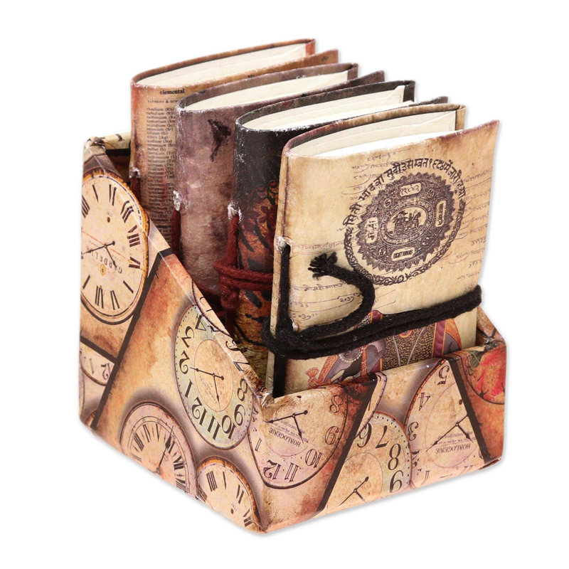 NOVICA Timeless Animals And Paper Journals  (Set Of 4)