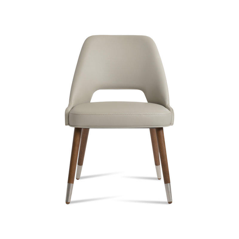 Marash Wood Side Chair, Light Grey, Walnut