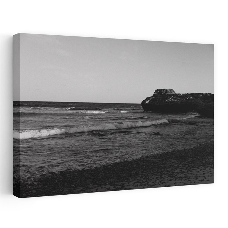Rocky Shoreline Waves Peaceful Serene Tranquil Coastal Wall Art Print 1 Piece Wrapped Canvas Wall Art, 40.64cm H x 60.96cm W