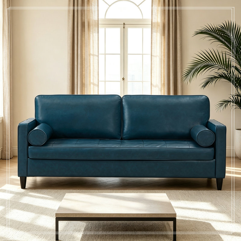 Fauteuil Morse en similicuir avec coussin d'assise capitonné et pieds en bois, Noir