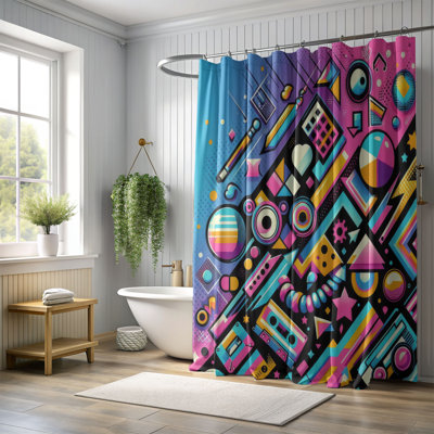 Rideau de douche 1 pièce Funk Wave
