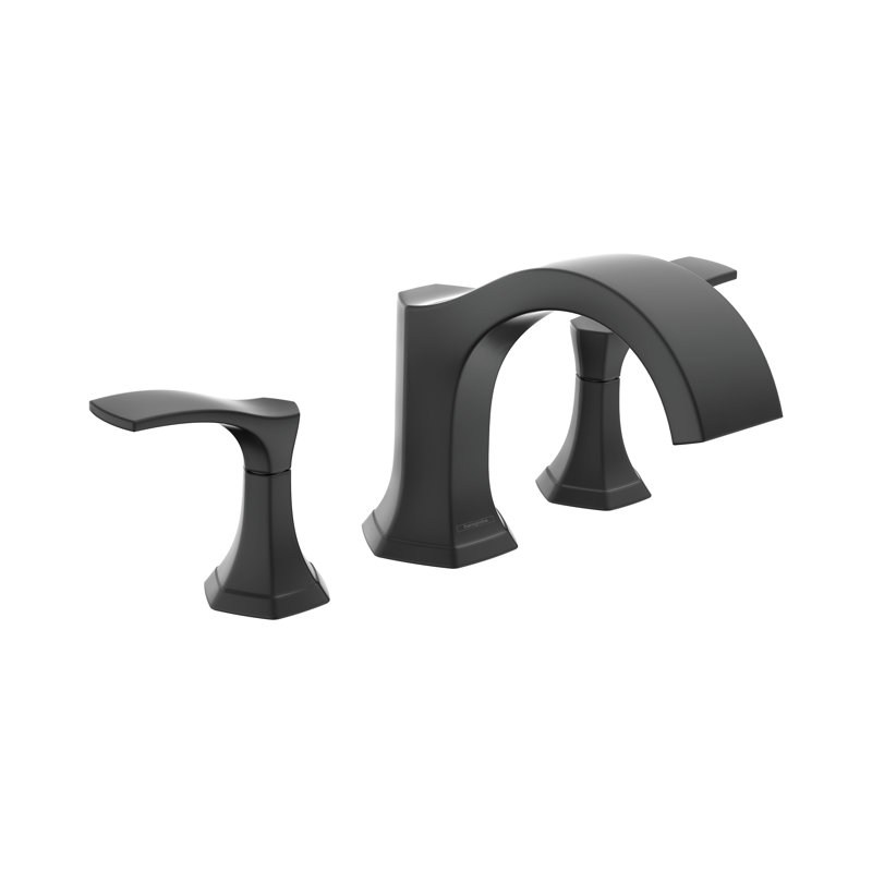 Locarno Double Handle Deck Mounted Roman Tub Faucet Trim, Matte Black