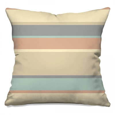 Beige Gray Stripes Double Sided Throw Pillows