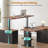 Farmhouse L Shaped Standing Desk, 55 Inch Height Adjustable Corner Desk With Storage Drawers, Standing Computer Desks With Power Outlets For Home Office-2057676617