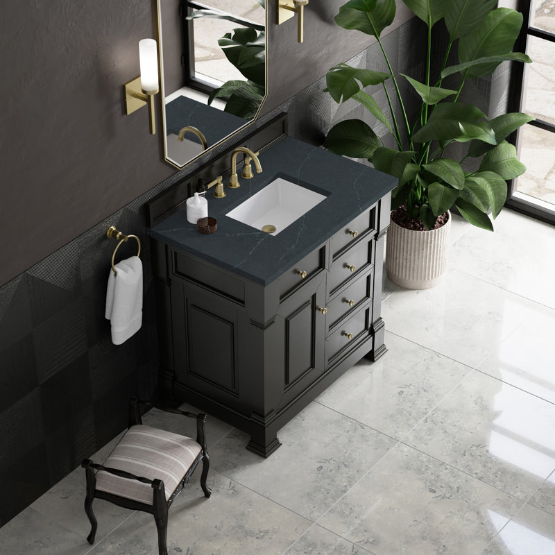 Brookfield 36'' W Single Vanity, Black Onyx, Charcoal Soapstone, Widespread
