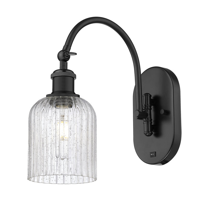 Fiennes Steel Armed Sconce, Satin Gold, Seedy