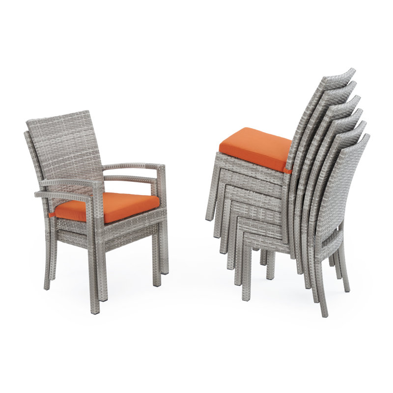 Cannes 9 Piece Dining Set with Cushions, Gray Frame/Tikka Orange Cushion