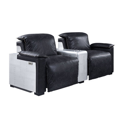 Fauteuil inclinable industriel Misezon en noir et aluminium
