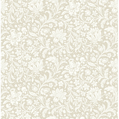 Papier peint floral beige Hague