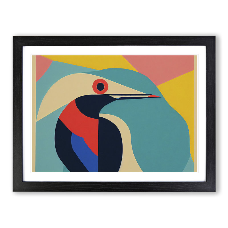 Abstract Kingfisher Bird Vol.2 - Framed Print, Black, 46cm H x 64cm W x 2cm D