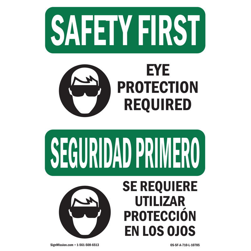 Panneau de protection oculaire requis, H 24 po x l 18 po x P 0,1 po